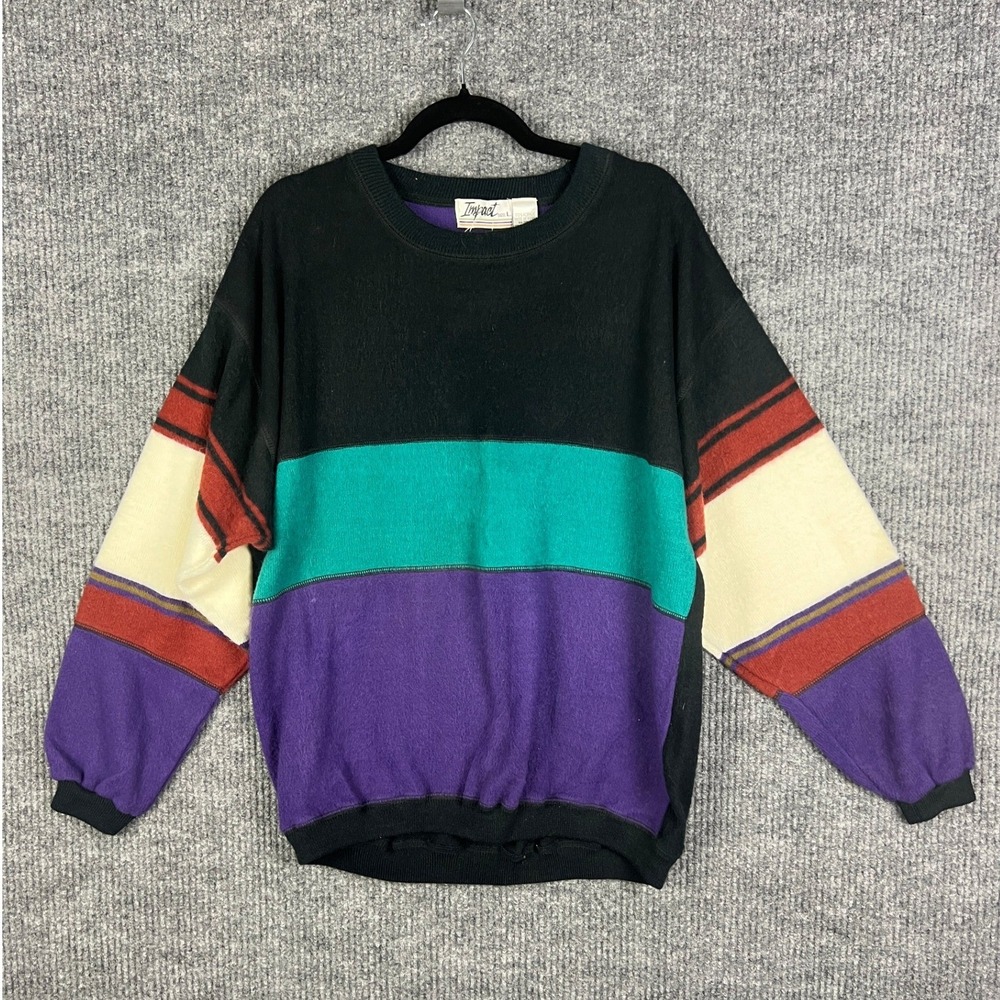 90s Deadstock Colorblock Sweater Large Streetwear Indie Ski Grandpa Impact Mens